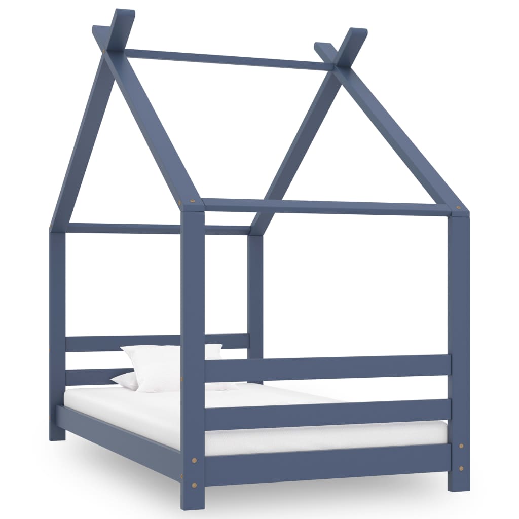 Cadre de lit d'enfant Gris Bois de pin massif 80x160 cm Lits bébés et enfants vidaXL   