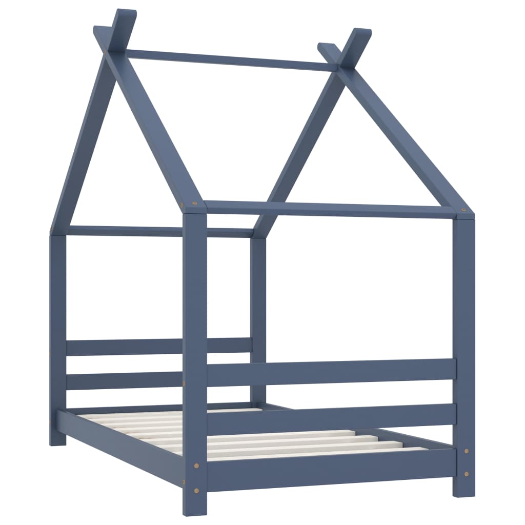 Cadre de lit d'enfant Gris Bois de pin massif 80x160 cm Lits bébés et enfants vidaXL   