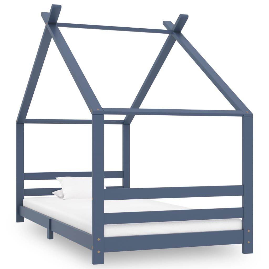 Cadre de lit d'enfant Gris Bois de pin massif 90x200 cm Lits bébés et enfants vidaXL   