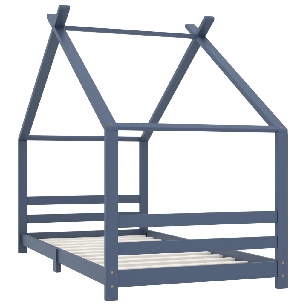 Cadre de lit d'enfant Gris Bois de pin massif 90x200 cm Lits bébés et enfants vidaXL   
