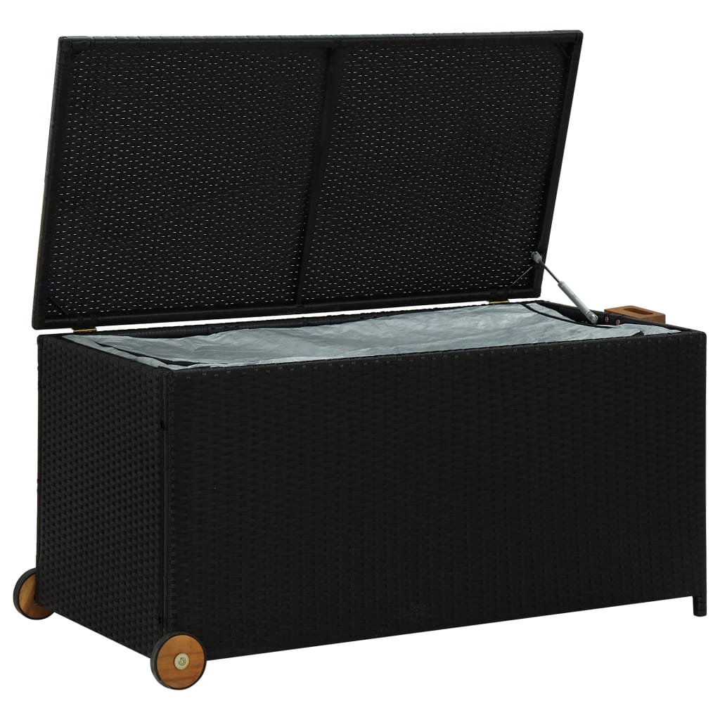 Boîte de rangement de jardin Noir 120x65x61 cm Résine tressée Coffres de jardin vidaXL   