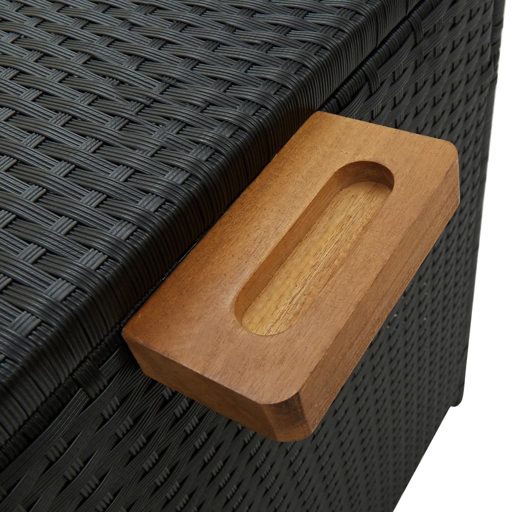 Boîte de rangement de jardin Noir 120x65x61 cm Résine tressée Coffres de jardin vidaXL   