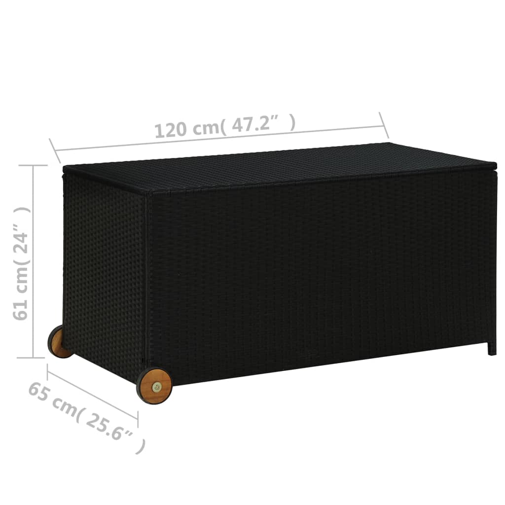Boîte de rangement de jardin Noir 120x65x61 cm Résine tressée Coffres de jardin vidaXL   
