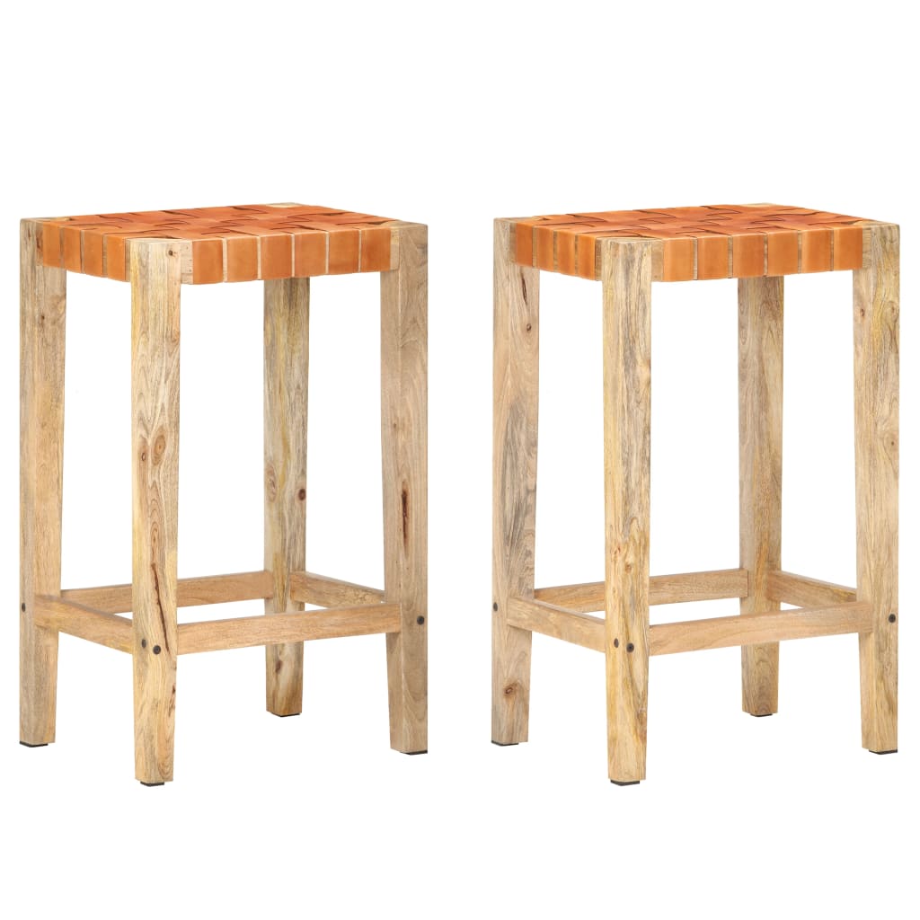 Tabourets de bar lot de 2 marron cuir véritable 75 cm Tabourets de bar vidaXL   