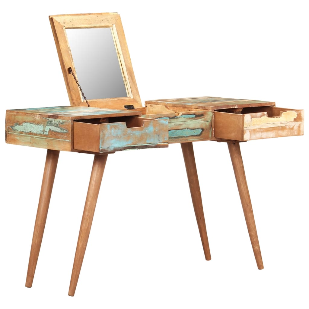 Coiffeuse avec miroir 112x45x76 cm Bois massif de récupération Coiffeuses vidaXL   