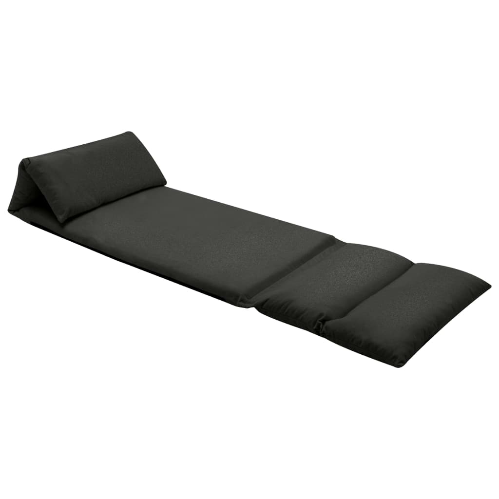 Chaise pliable de sol Noir Microfibre Chaises longues vidaXL   