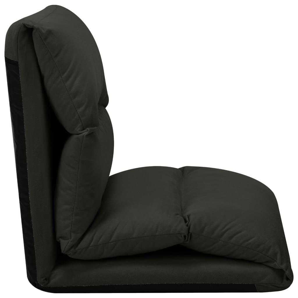 Chaise pliable de sol Noir Microfibre Chaises longues vidaXL   