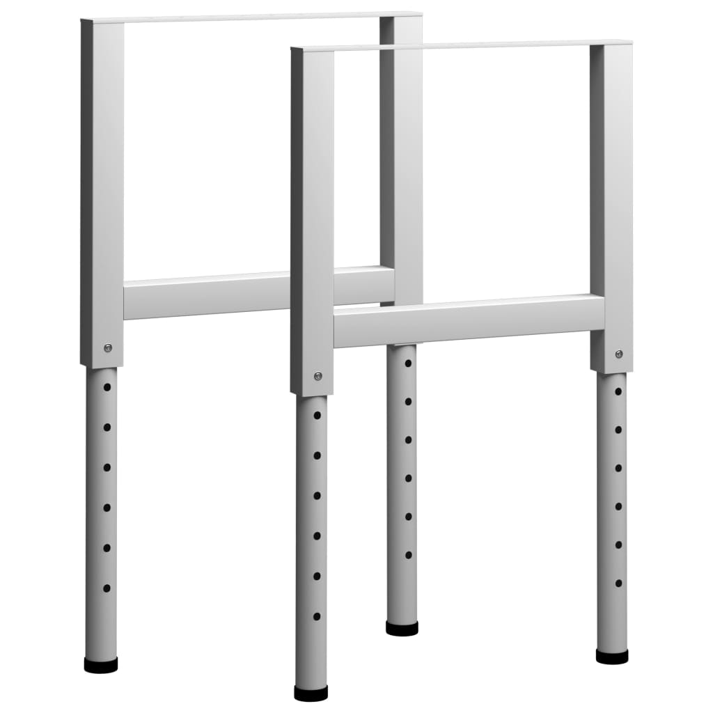 Cadres d'établi réglables 2 pcs Métal 55x(69-95,5) cm Gris Pieds de table vidaXL   