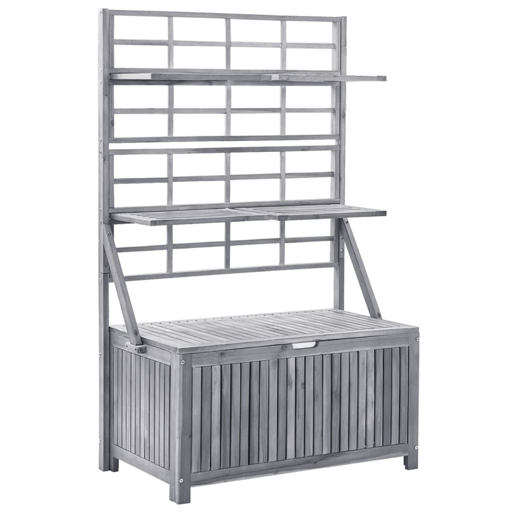 Boîte de rangement avec treillis Gris 99x55x160cm Acacia solide Coffres de jardin vidaXL   