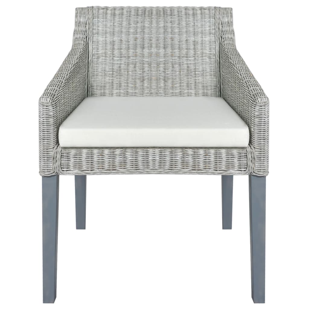 Chaise à manger avec coussin Gris Rotin naturel Chaises de cuisine vidaXL   