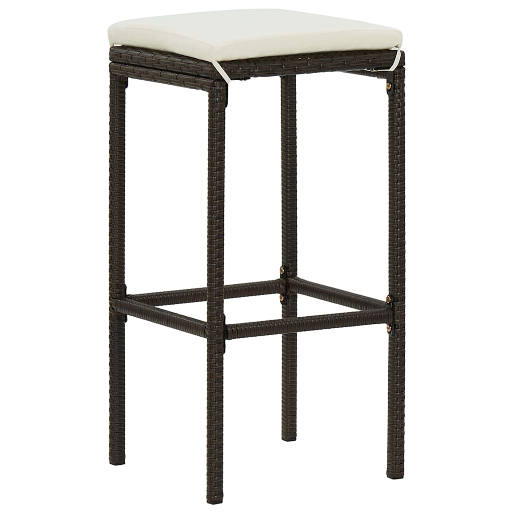 Tabourets de bar avec coussins lot de 6 marron résine tressée Tabourets de bar vidaXL   