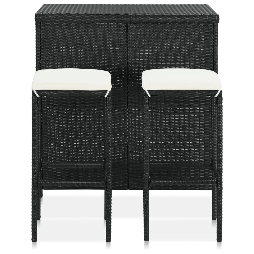 Ensemble de bar 3 pcs Résine tressée Noir Meubles de salle à manger vidaXL   