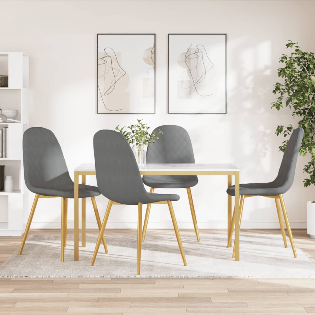 Chaises à manger lot de 4 Gris clair Velours Chaises de cuisine vidaXL   