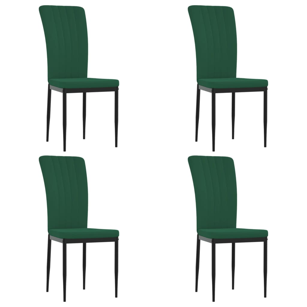 Chaises à manger lot de 4 Vert foncé Velours Chaises de cuisine vidaXL   