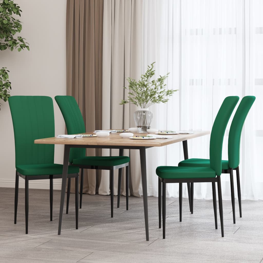 Chaises à manger lot de 4 Vert foncé Velours Chaises de cuisine vidaXL   