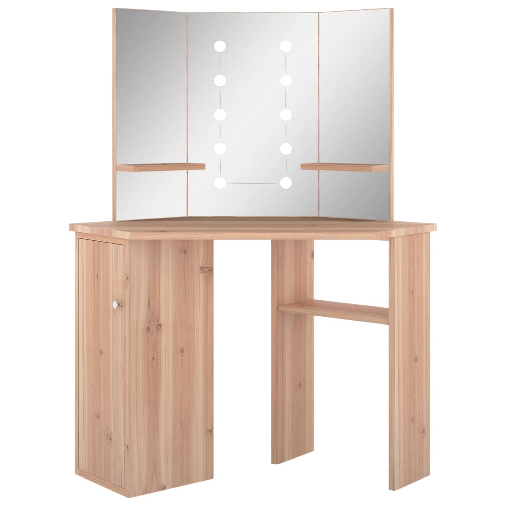 Coiffeuse d'angle avec LED Chêne 111x54x141,5 cm Coiffeuses vidaXL   