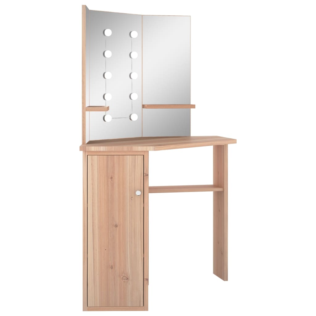 Coiffeuse d'angle avec LED Chêne 111x54x141,5 cm Coiffeuses vidaXL   