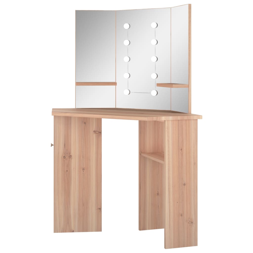 Coiffeuse d'angle avec LED Chêne 111x54x141,5 cm Coiffeuses vidaXL   
