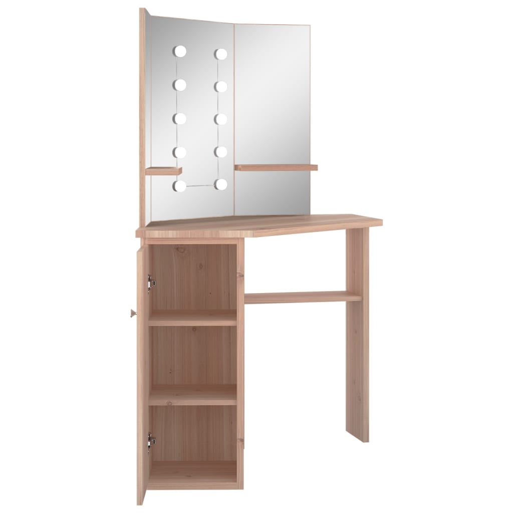 Coiffeuse d'angle avec LED Chêne 111x54x141,5 cm Coiffeuses vidaXL   