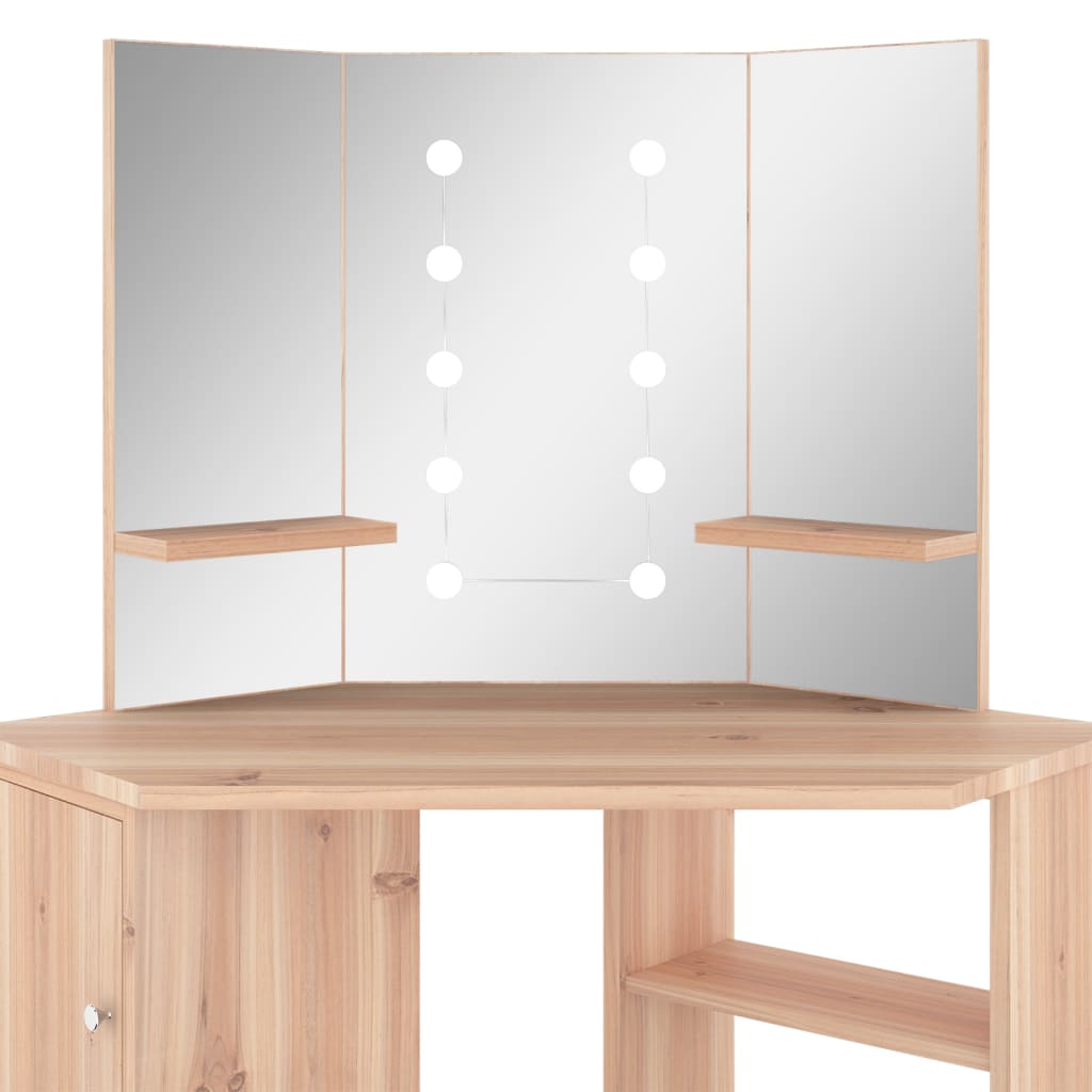 Coiffeuse d'angle avec LED Chêne 111x54x141,5 cm Coiffeuses vidaXL   