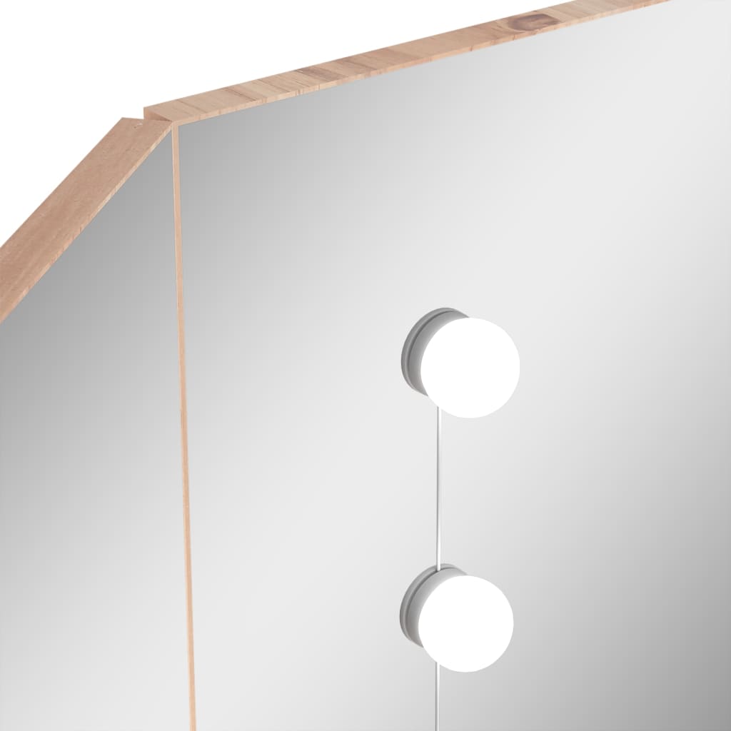Coiffeuse d'angle avec LED Chêne 111x54x141,5 cm Coiffeuses vidaXL   