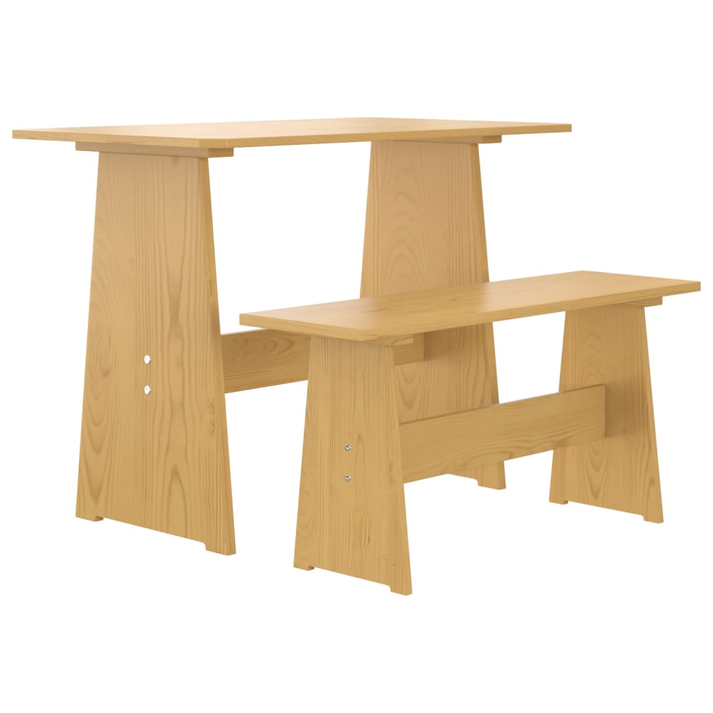 Table à manger avec banc Marron miel Bois de pin solide Tables à manger vidaXL   