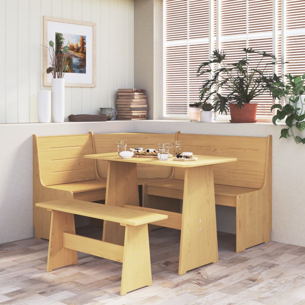 Table à manger avec banc Marron miel Bois de pin solide Tables à manger vidaXL   