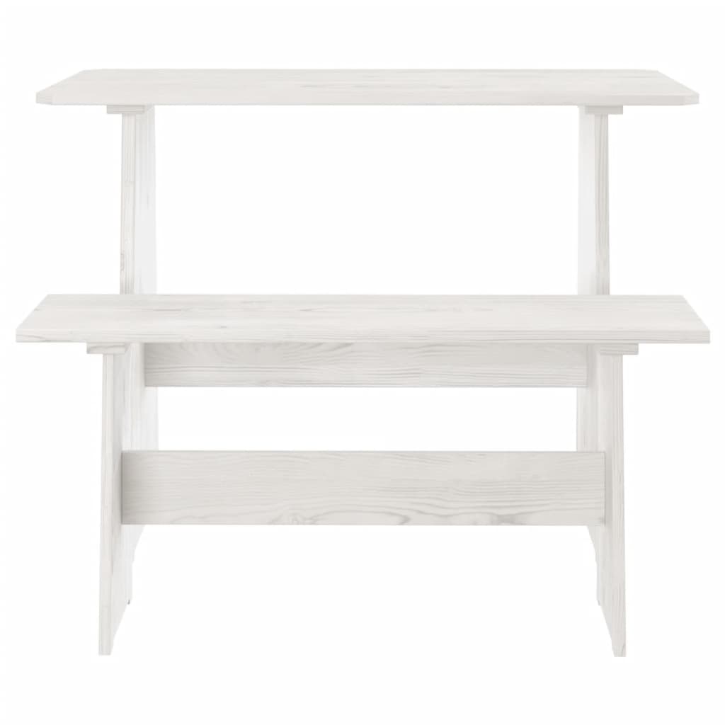Table à manger avec banc Blanc Bois de pin solide Tables à manger vidaXL   