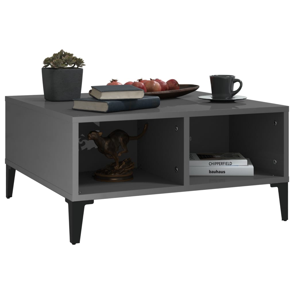 Table basse Gris brillant 60x60x30 cm Aggloméré Tables basses vidaXL   