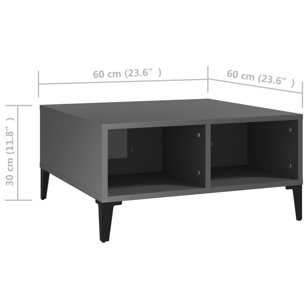 Table basse Gris brillant 60x60x30 cm Aggloméré Tables basses vidaXL   