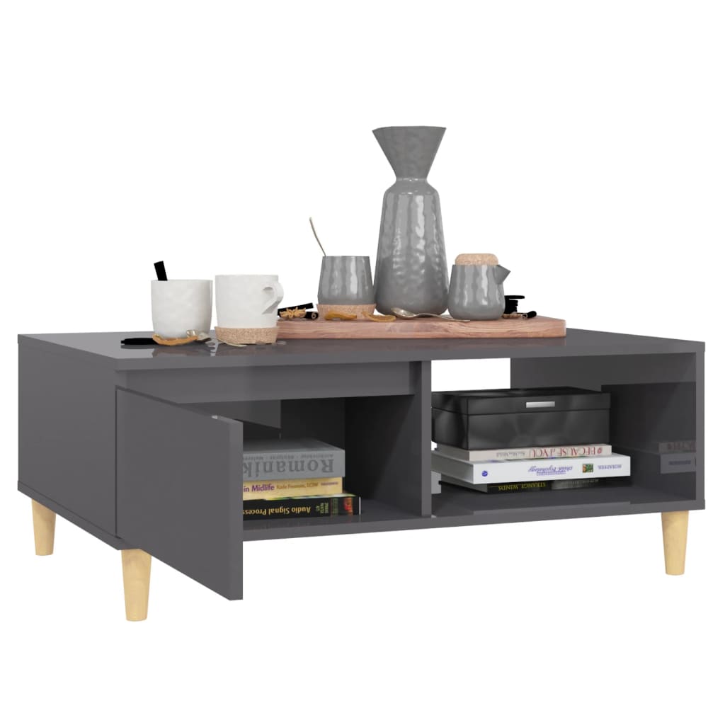 Table basse Gris brillant 90x60x35 cm Aggloméré Tables basses vidaXL   