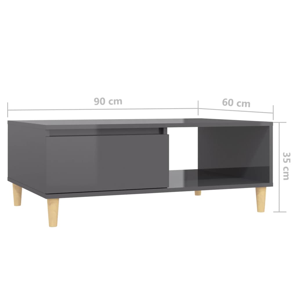Table basse Gris brillant 90x60x35 cm Aggloméré Tables basses vidaXL   