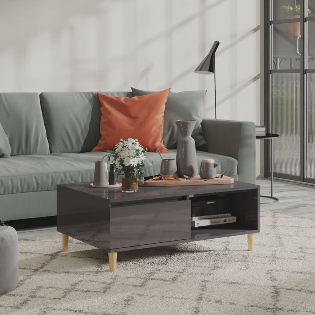 Table basse Gris brillant 90x60x35 cm Aggloméré Tables basses vidaXL   