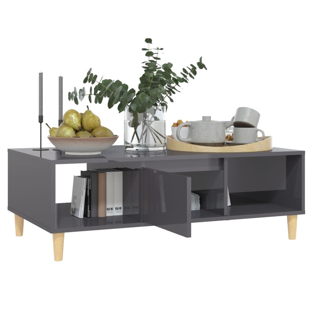 Table basse Gris brillant 103,5x60x35 cm Aggloméré Tables basses vidaXL   