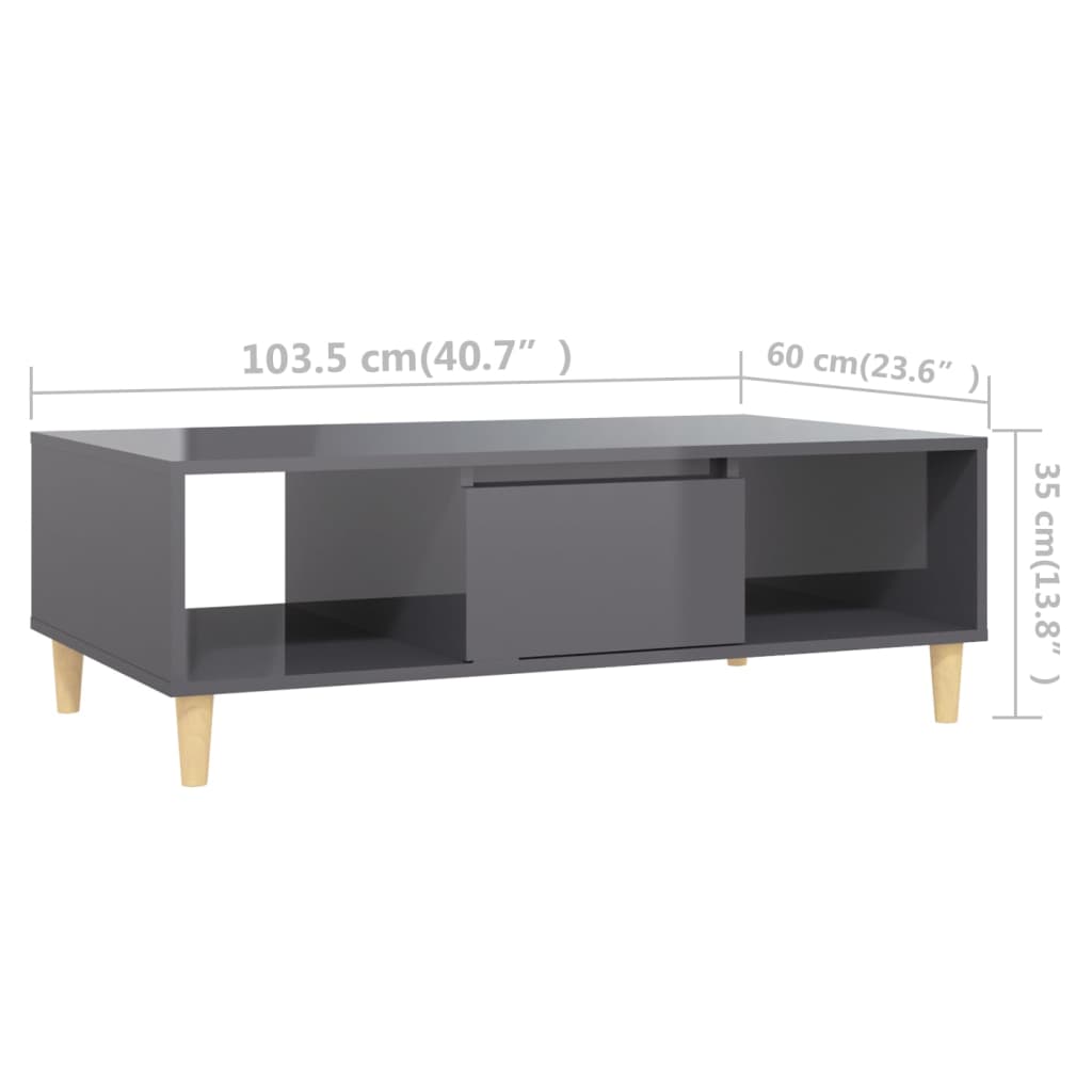 Table basse Gris brillant 103,5x60x35 cm Aggloméré Tables basses vidaXL   