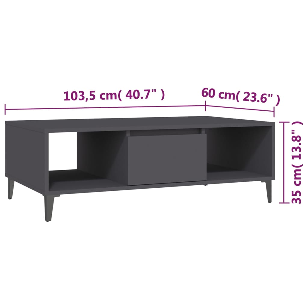Table basse Gris 103,5x60x35 cm Aggloméré Tables basses vidaXL   