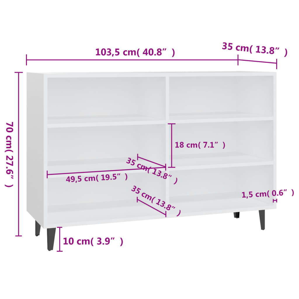 Buffet Blanc 103,5x35x70  cm Aggloméré Buffets & bahuts vidaXL   