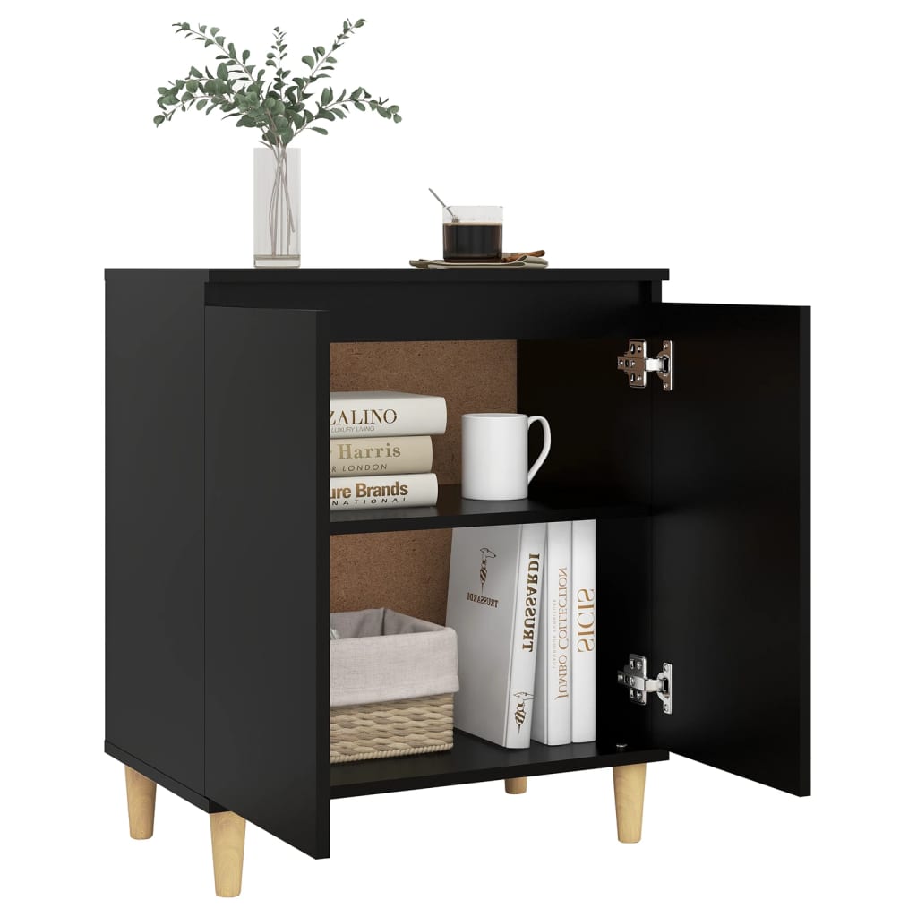 Buffet avec pieds en bois massif Noir 60x35x70 cm Aggloméré Buffets & bahuts vidaXL   