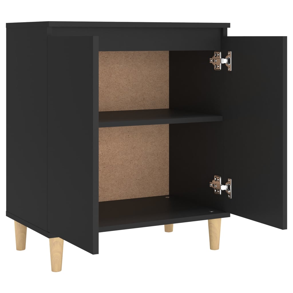 Buffet avec pieds en bois massif Noir 60x35x70 cm Aggloméré Buffets & bahuts vidaXL   