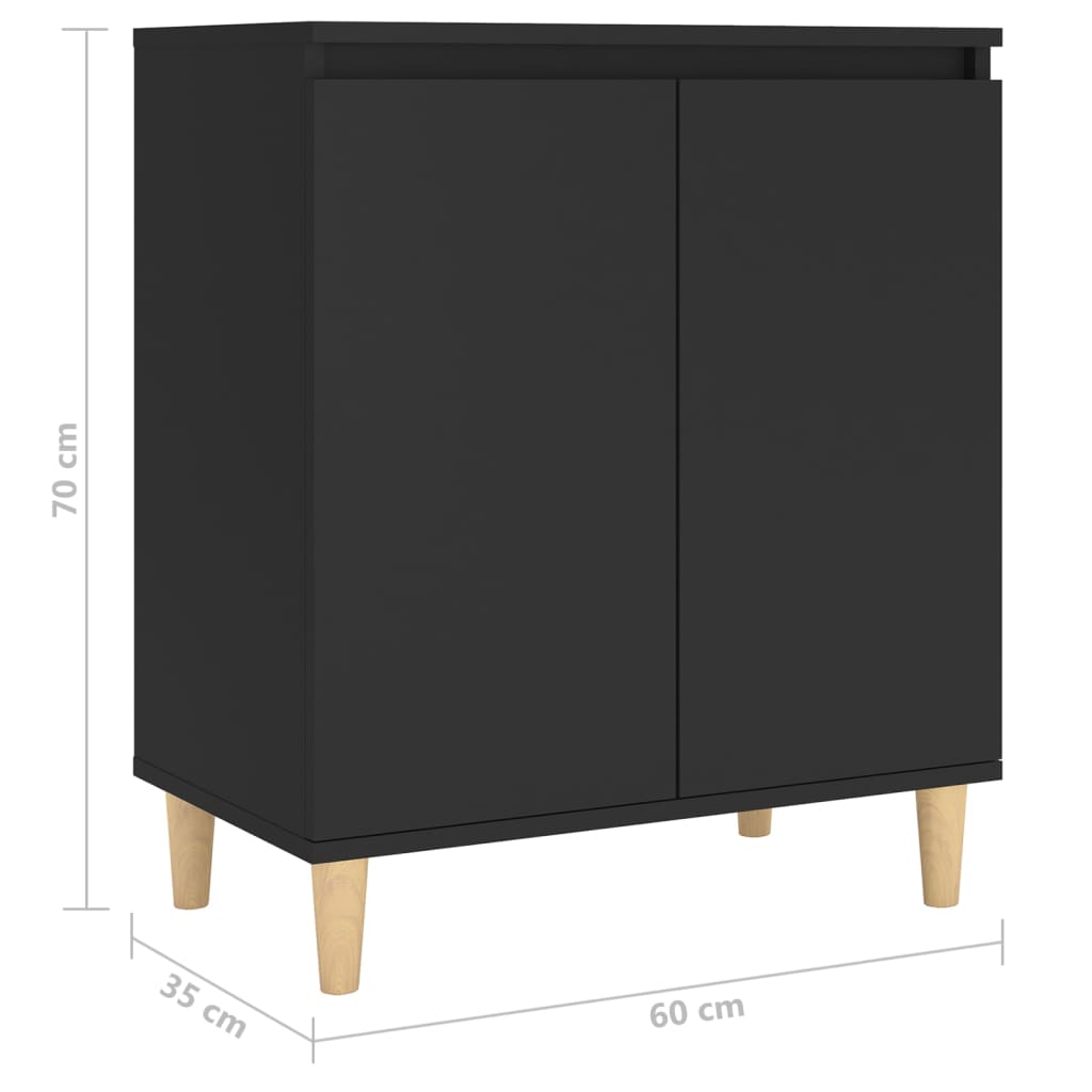 Buffet avec pieds en bois massif Noir 60x35x70 cm Aggloméré Buffets & bahuts vidaXL   