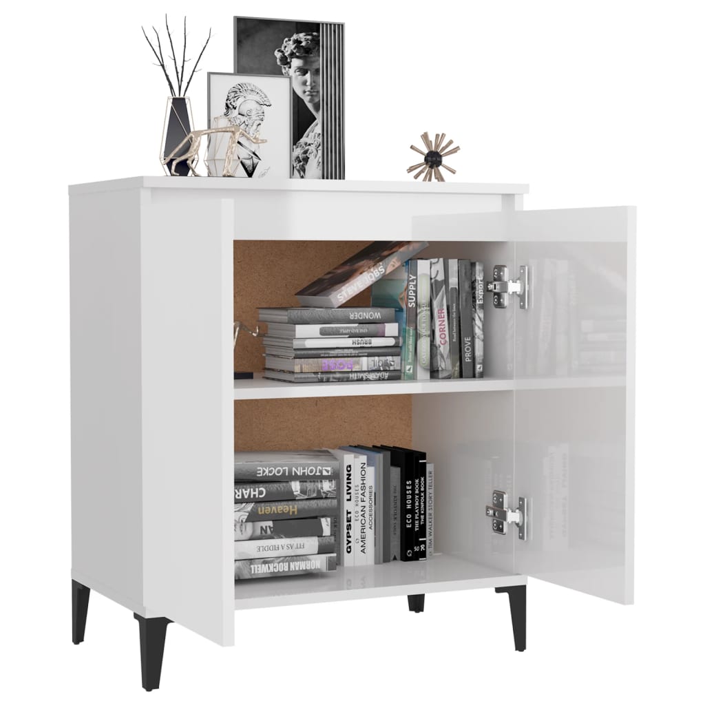 Buffet Blanc brillant 60x35x70 cm Aggloméré Buffets & bahuts vidaXL   