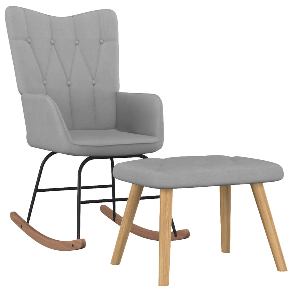 Chaise à bascule avec tabouret Gris clair Tissu Fauteuils à bascule vidaXL   