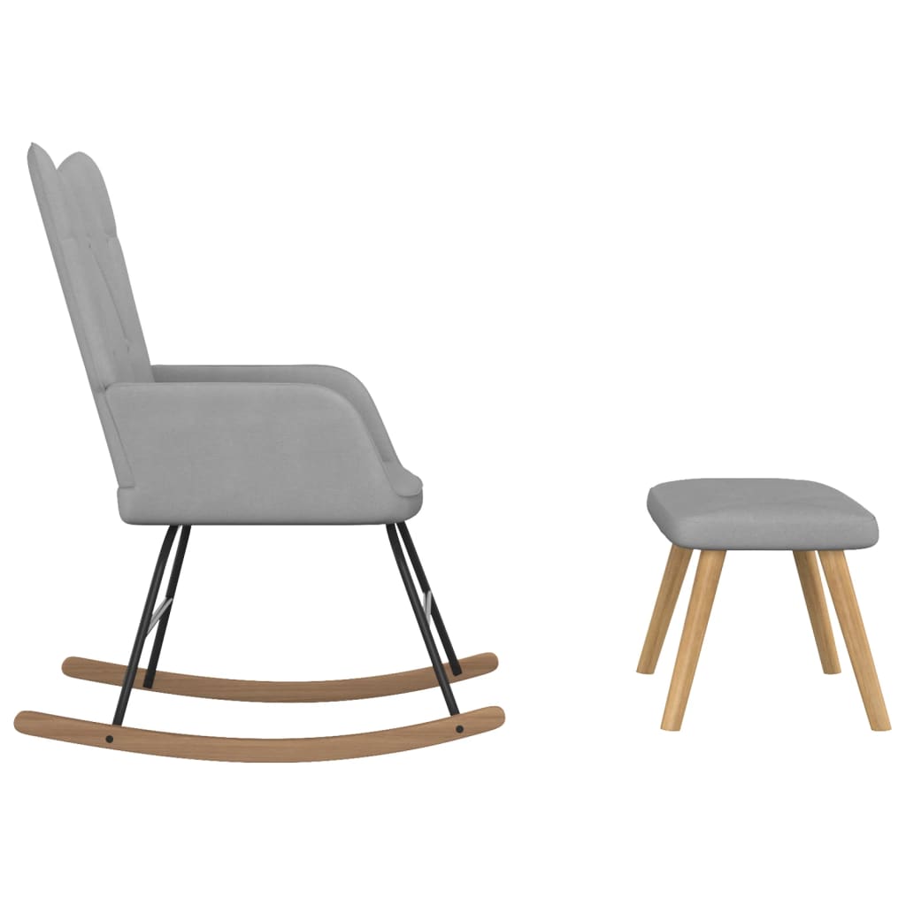 Chaise à bascule avec tabouret Gris clair Tissu Fauteuils à bascule vidaXL   