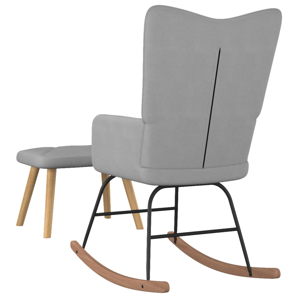 Chaise à bascule avec tabouret Gris clair Tissu Fauteuils à bascule vidaXL   