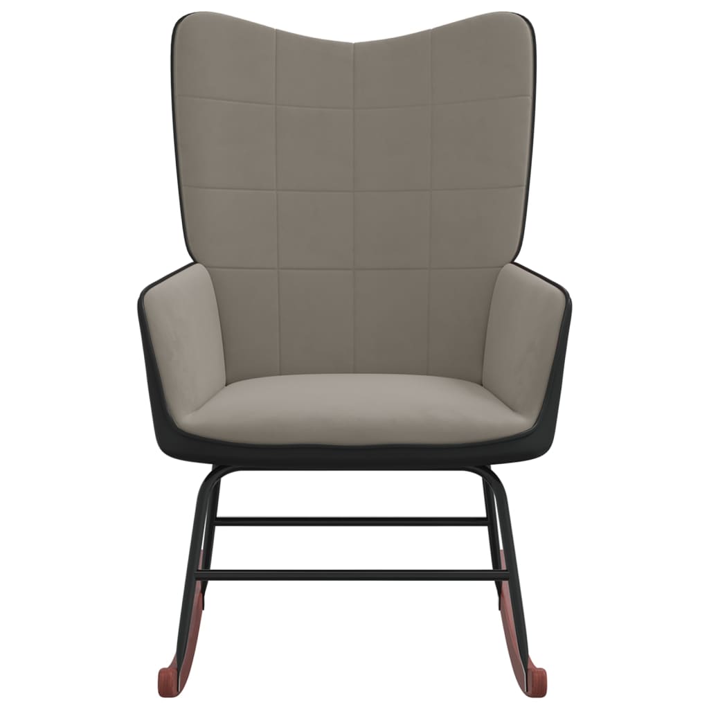 Chaise à bascule Gris clair Velours et PVC Fauteuils à bascule vidaXL   