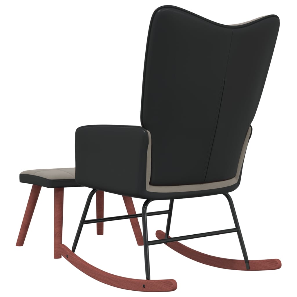 Chaise à bascule avec repose-pied Gris clair Velours et PVC Fauteuils à bascule vidaXL   