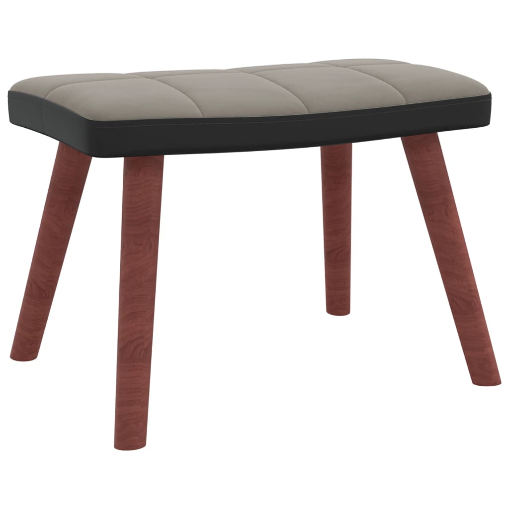 Chaise à bascule avec repose-pied Gris clair Velours et PVC Fauteuils à bascule vidaXL   