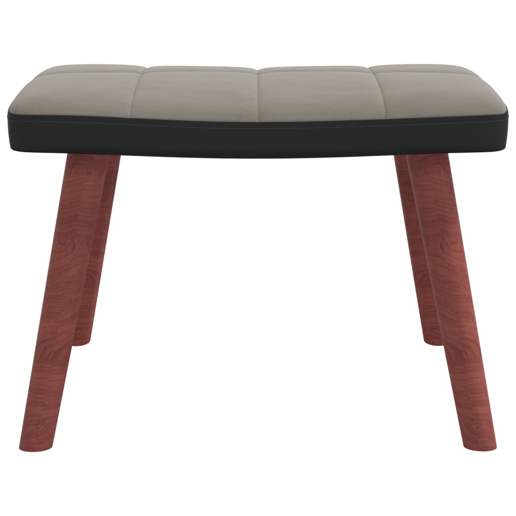 Chaise à bascule avec repose-pied Gris clair Velours et PVC Fauteuils à bascule vidaXL   