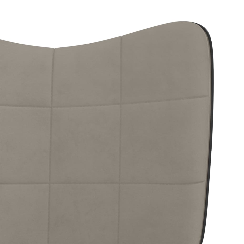 Chaise à bascule avec repose-pied Gris clair Velours et PVC Fauteuils à bascule vidaXL   