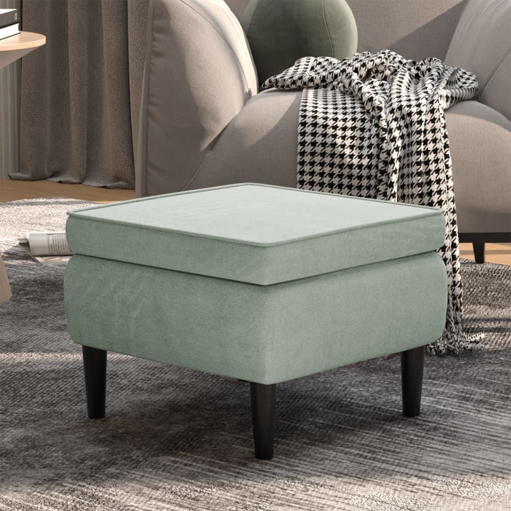 Tabouret avec pieds en bois Gris clair Velours Chaises pliantes & tabourets vidaXL   
